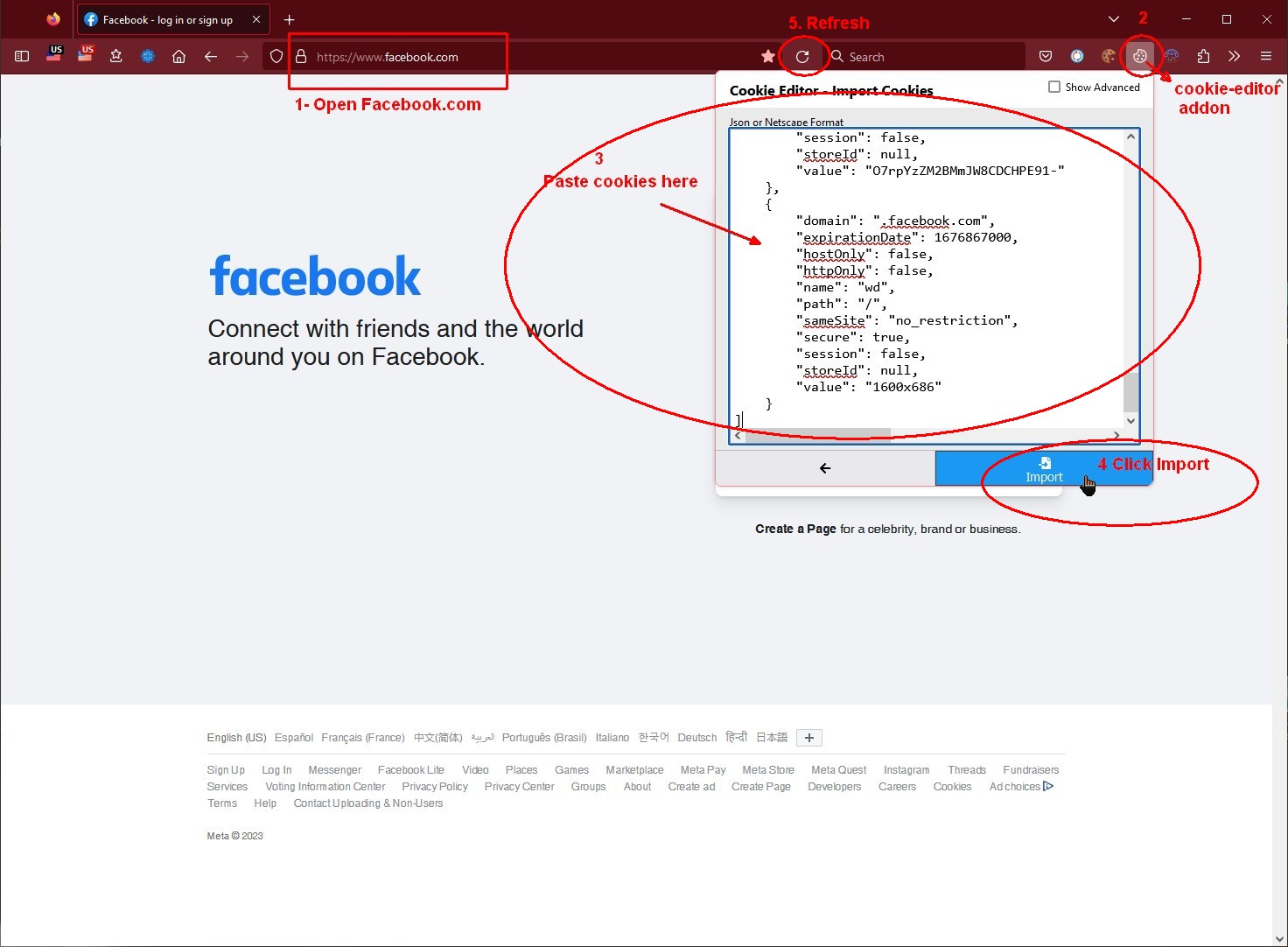 Import cookies instructions